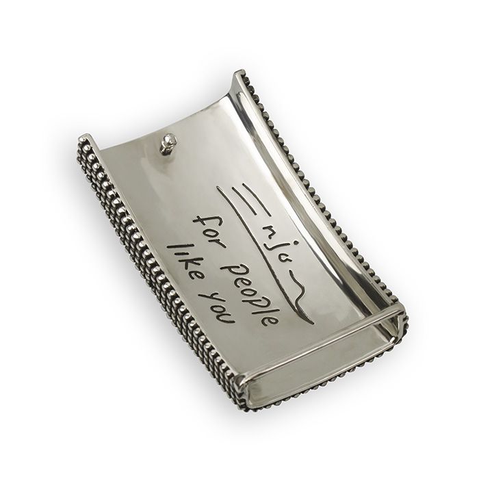 Cintura da uomo con fibbia in Argento 925%° con pelle Nera