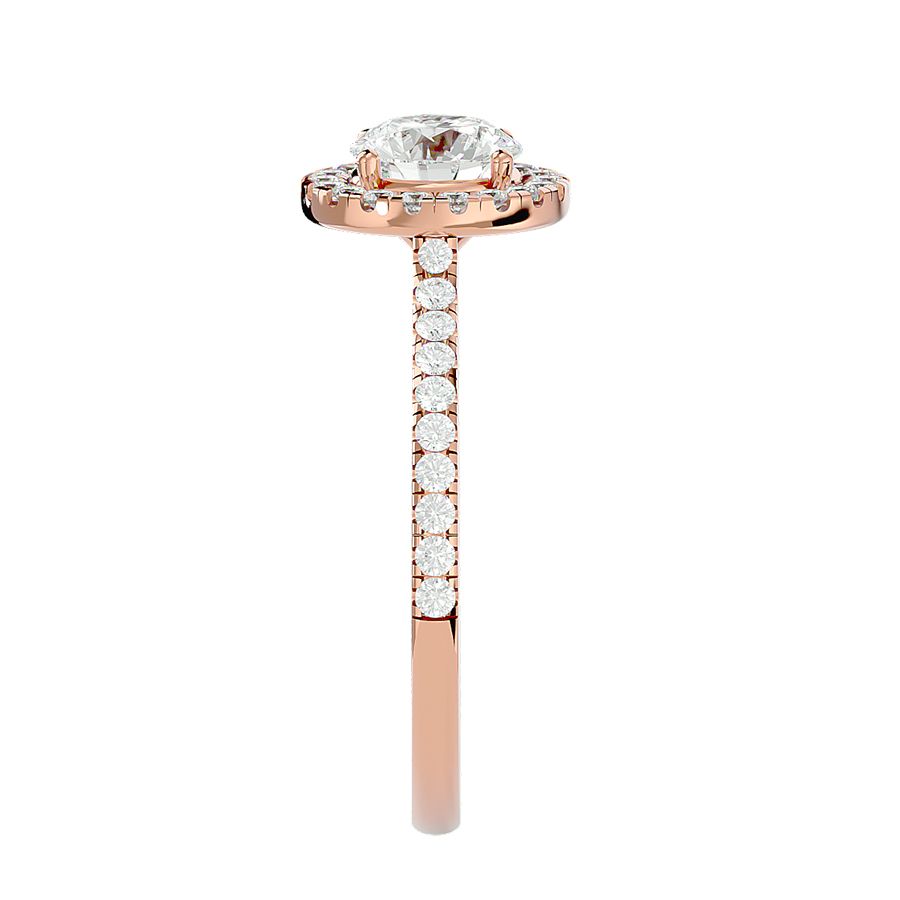 Anello Solitario Halo da 1,00 carato in Oro Rosa 18k