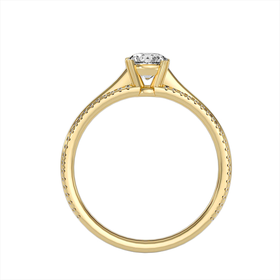 Anello Solitario Pavè in Oro Giallo 18k con diamanti da 0.76 carati