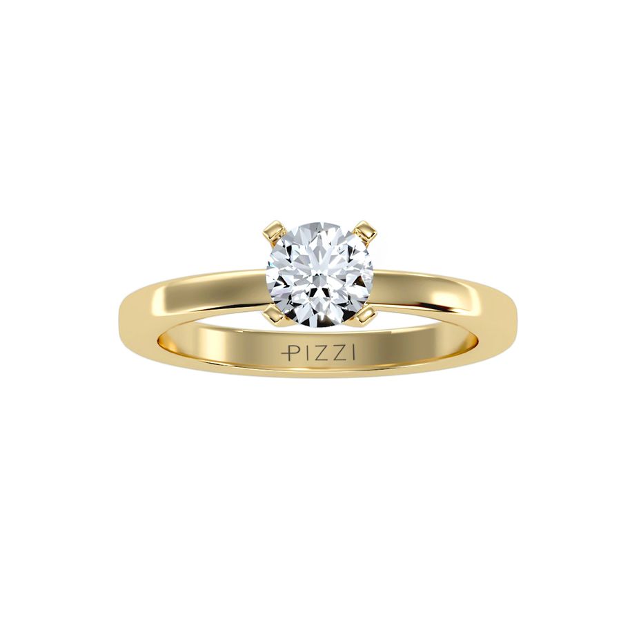 18k Yellow Gold Solitaire Ring with 0.75 Carat Diamonds