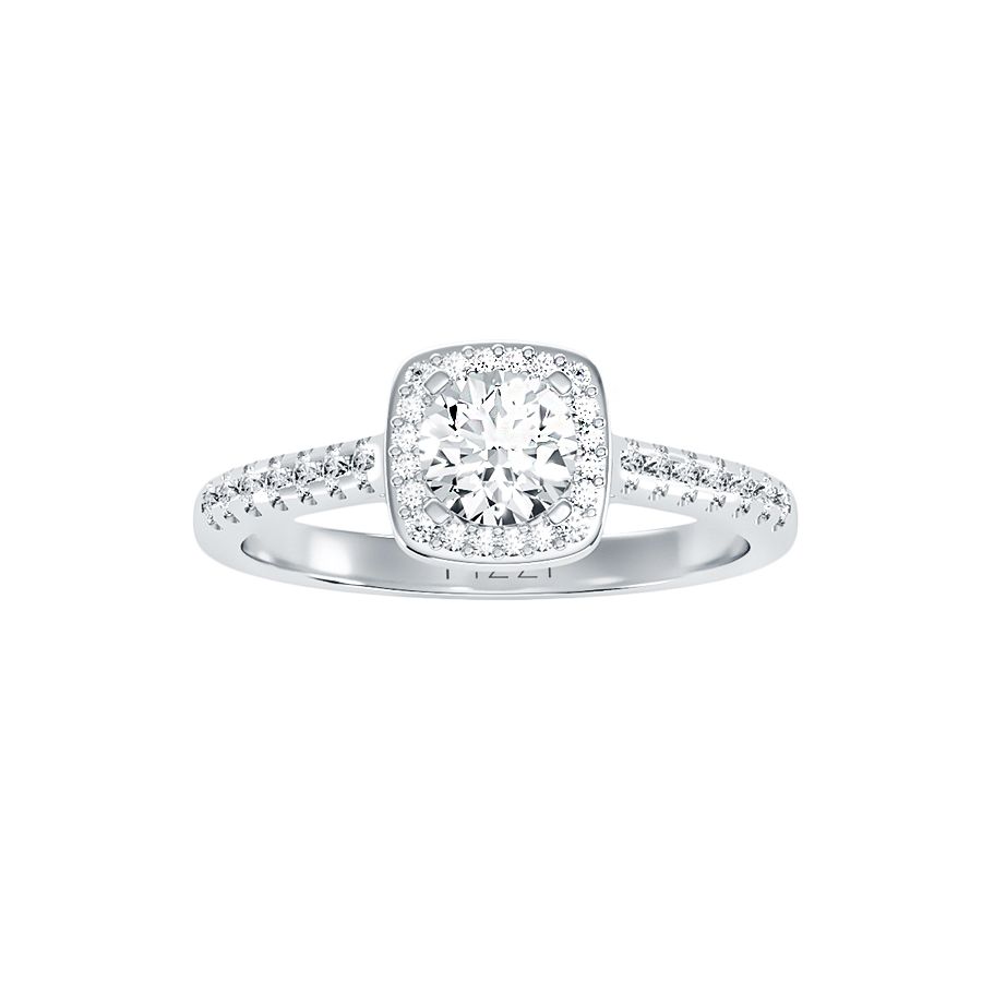 Halo-Solitärring aus 18-karätigem Weißgold mit 1,00 Karat Diamanten