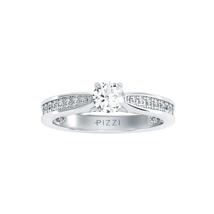 18k White Gold Pavé Solitaire Ring with 0.81-Carat Diamonds