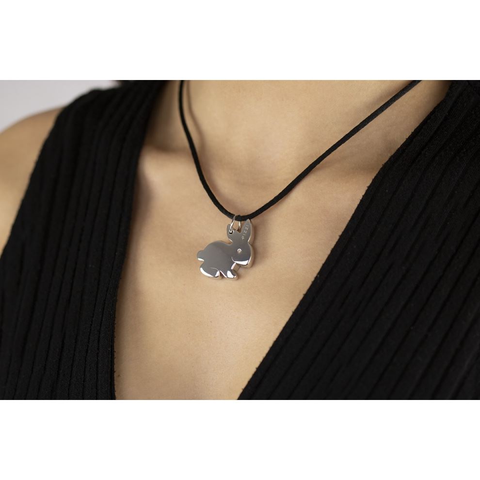 Silver necklace with large rabbit pendant