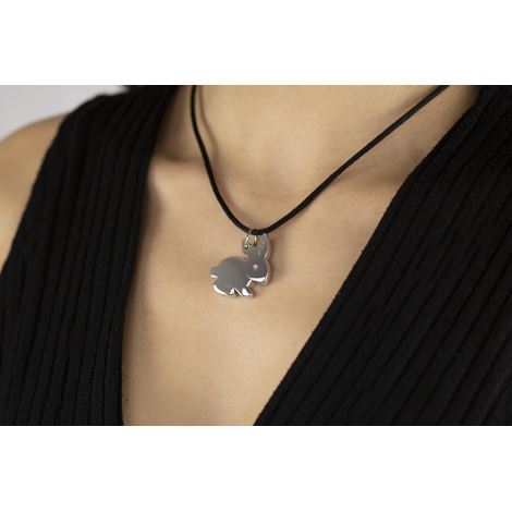 Silver necklace with large rabbit pendant