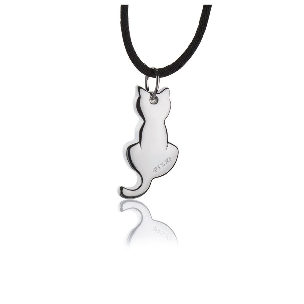 Silver necklace with big cat pendant