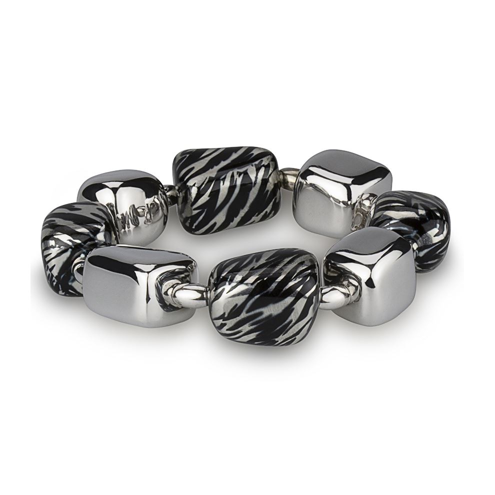 Armband aus silber mit klumpen zebra- effekt