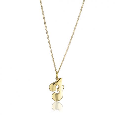 18kt yellow gold chain necklace with initial letter  F