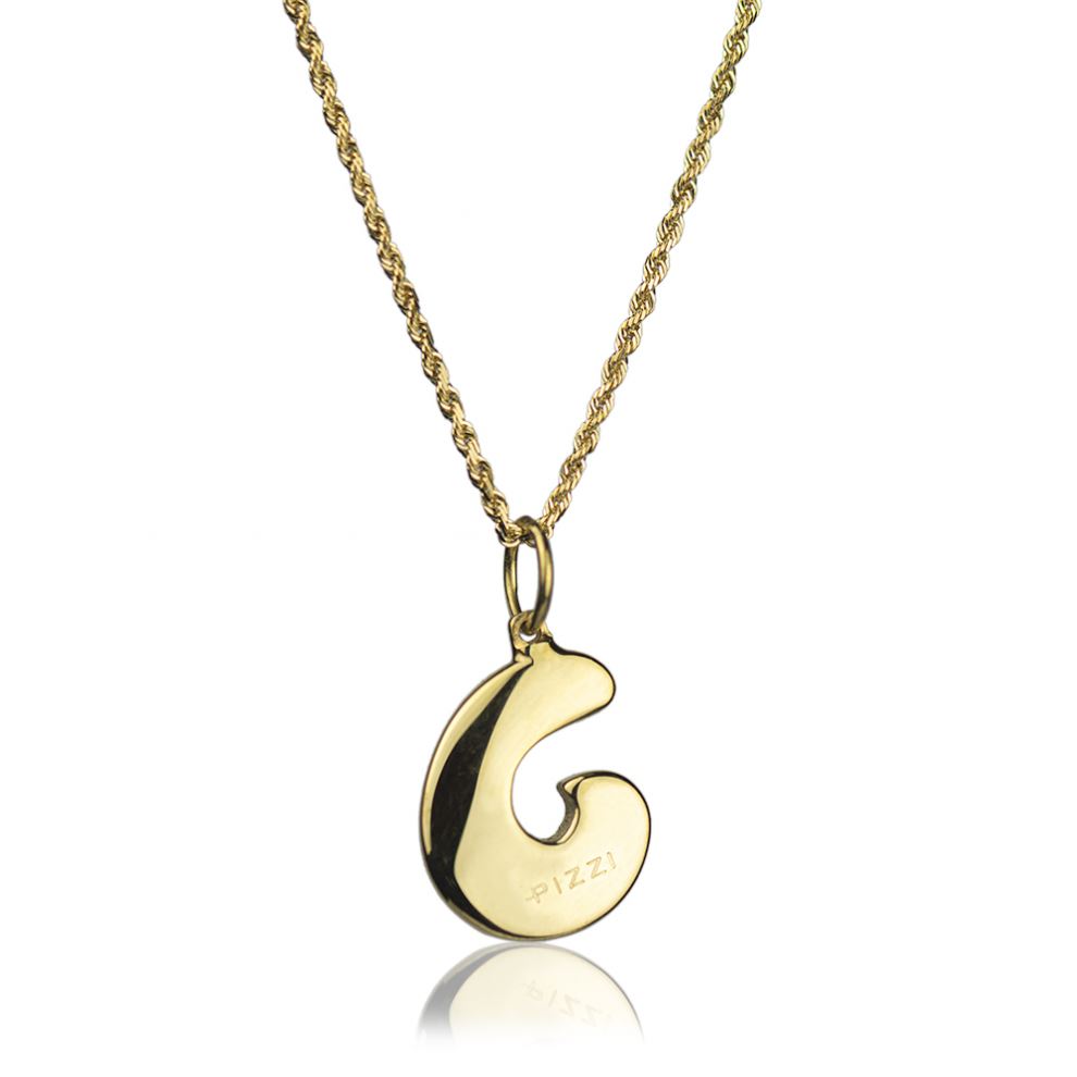 18kt yellow gold chain necklace with initial letter  C