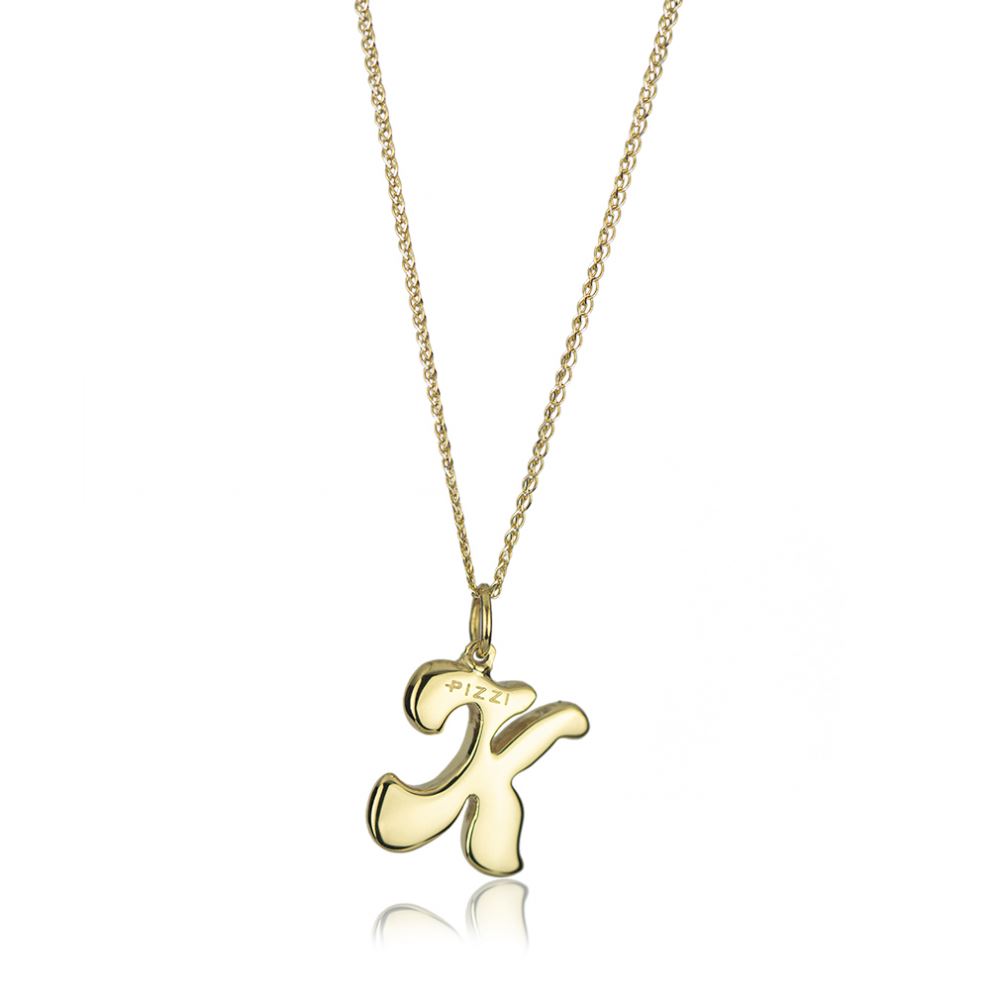 18kt yellow gold chain necklace with initial letter  K