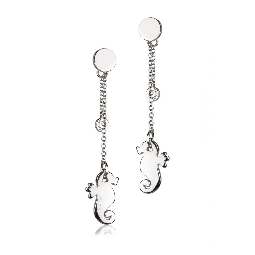 Silver Seahorse Pendant Earrings