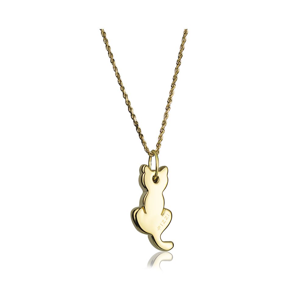 18kt yellow Gold Chain Cat Necklace