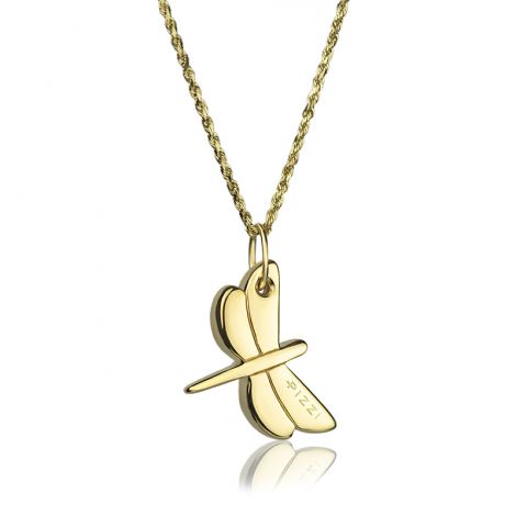 18kt yellow Gold Chain Dragonfly Necklace