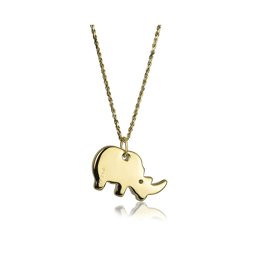 18kt yellow Gold Chain Rhinoceros Necklace