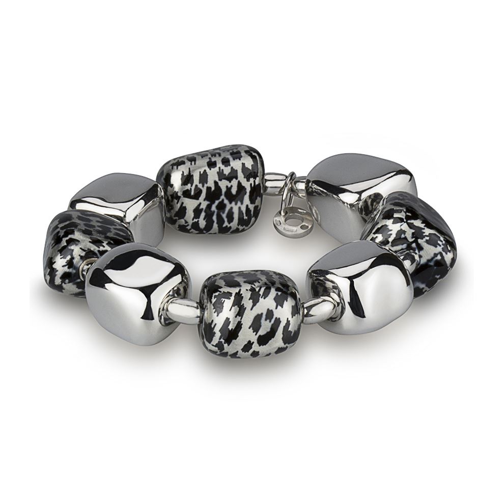 Armband aus Silber mit Klumpen Leopard-effekt grau