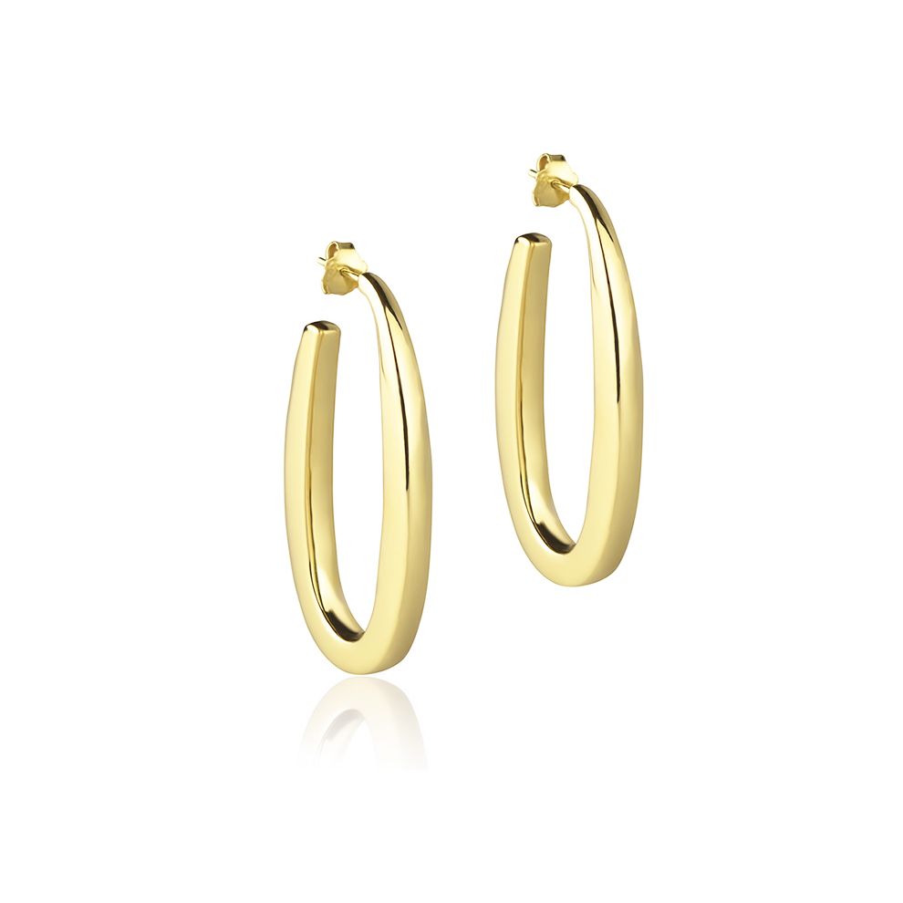 18kt yellow gold oval hoop earrings