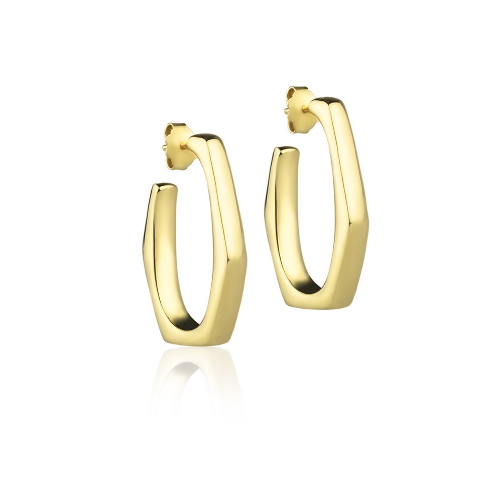 18kt yellow gold hexagon earrings