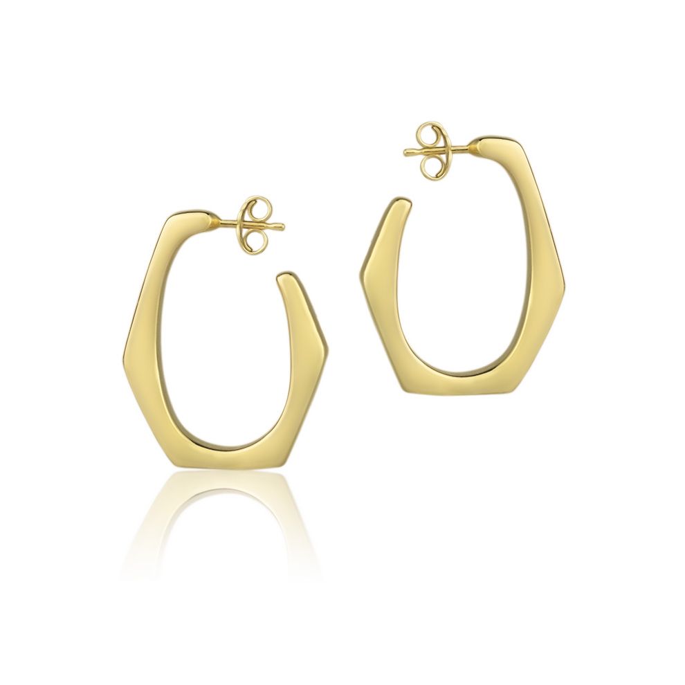 18kt yellow gold hexagon earrings