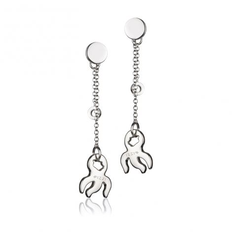 Silver Circle Octopus Pendant chain Earrings