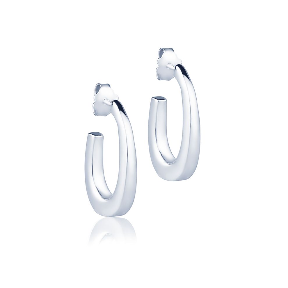 18kt white gold oval hoop earrings