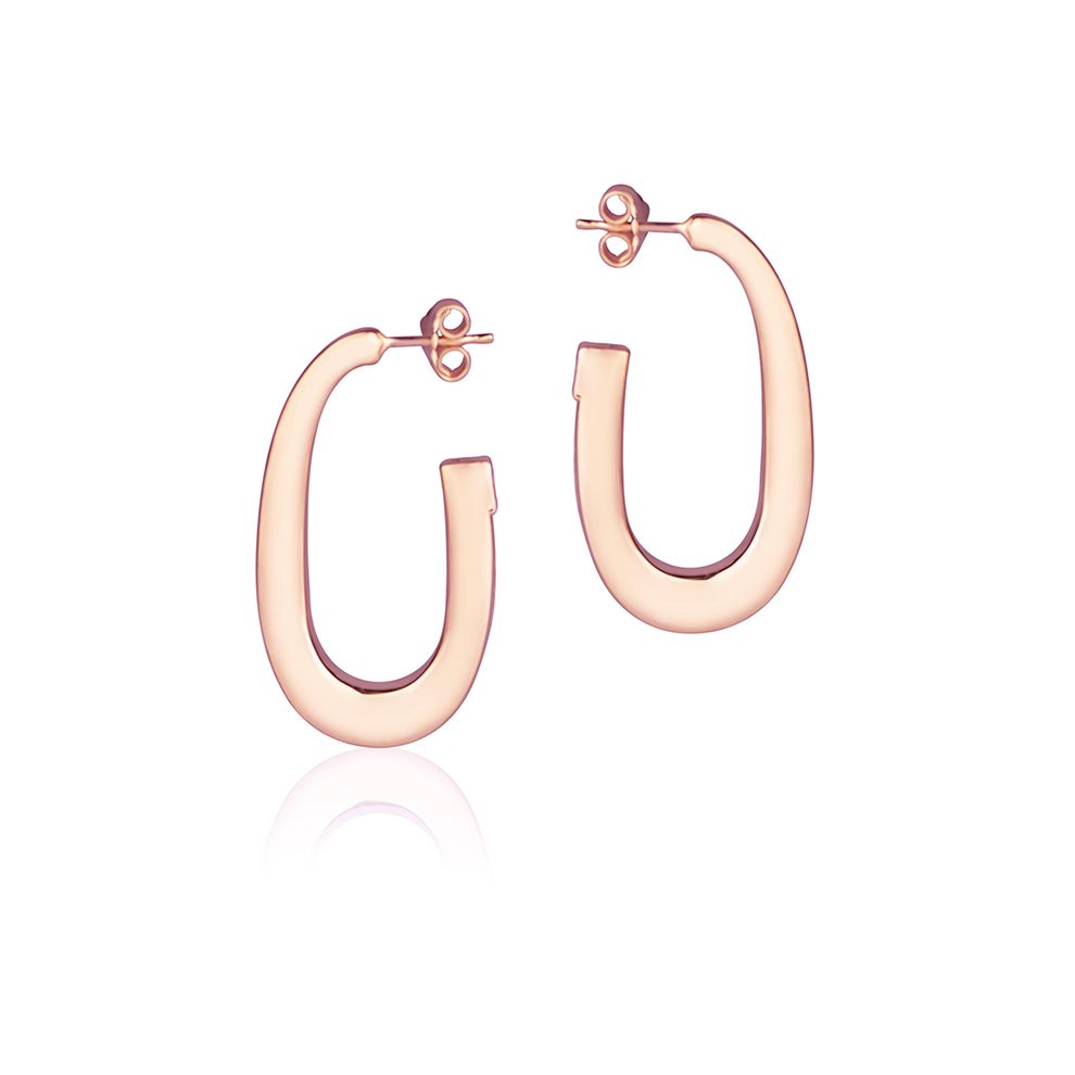 18kt rose gold oval hoop earrings