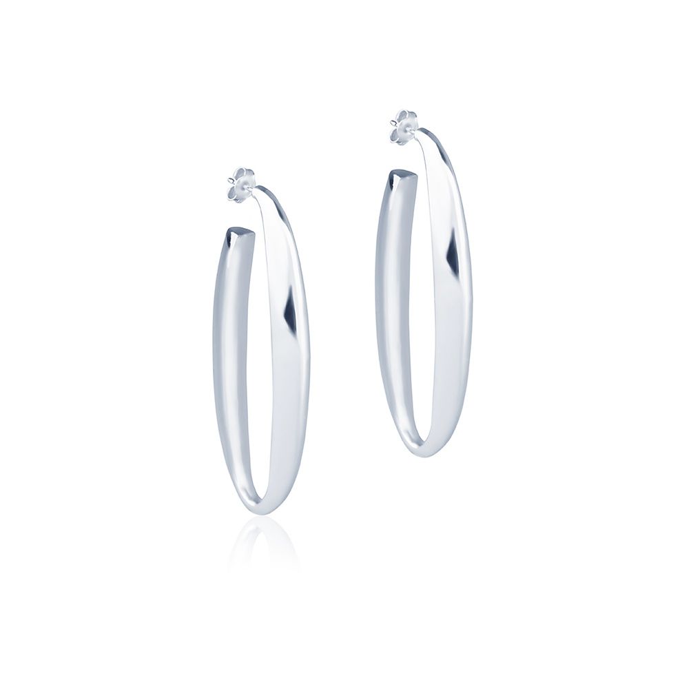 18kt white gold oval  hoop earrings