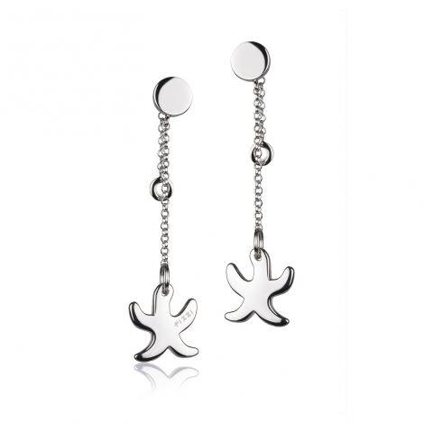 Silver Starfish Pendant chain Earrings