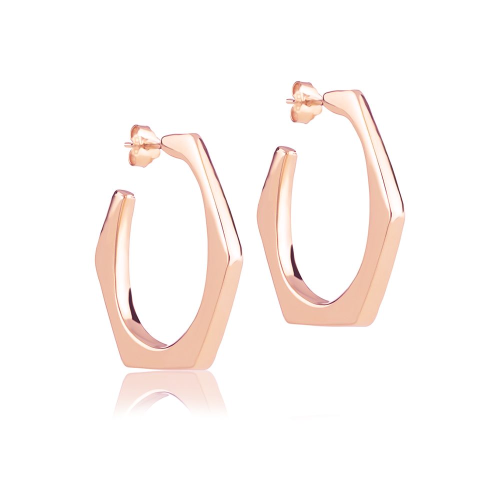 18kt rose gold hexagon earrings