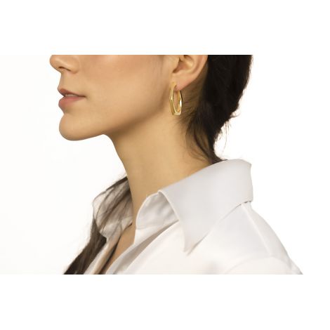 18kt white gold hexagon earrings