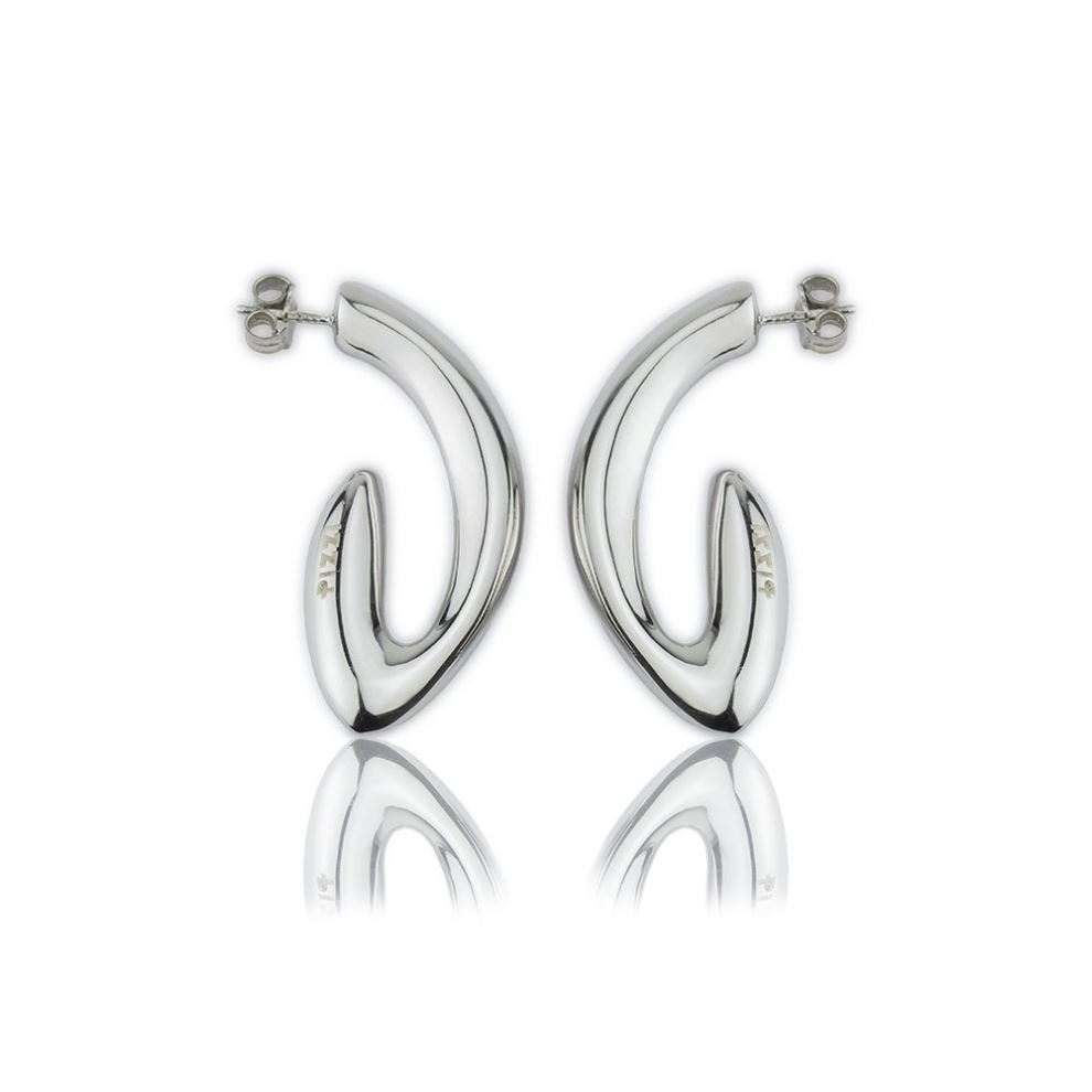 Oval style silver earrings