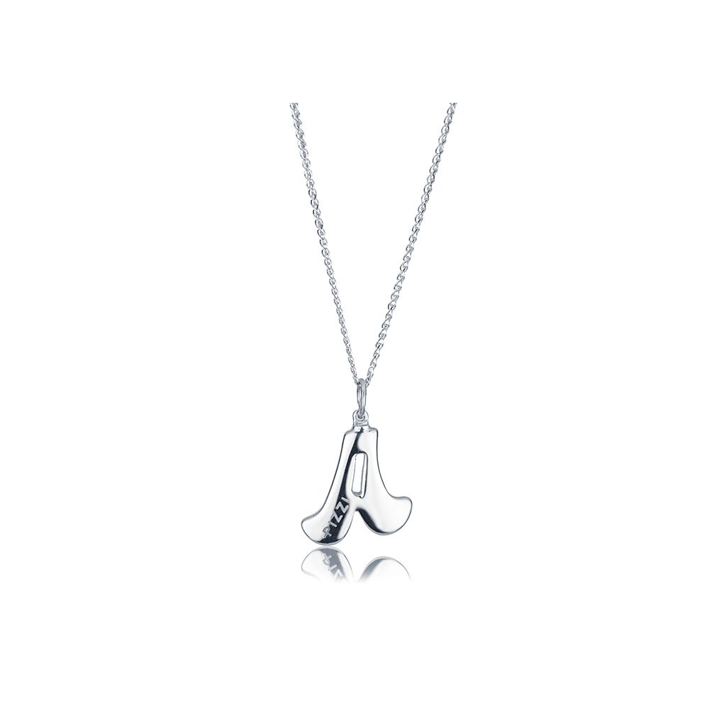 18kt white gold chain necklace with initial letter  A