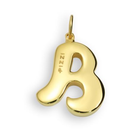 Yellow Gold 18kt Necklace Initial Letter B