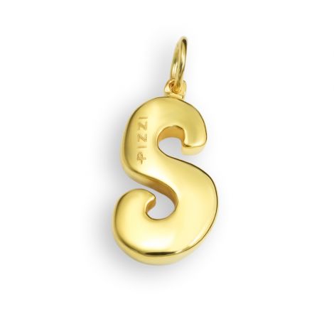 18kt yellow gold chain necklace with initial letter S
