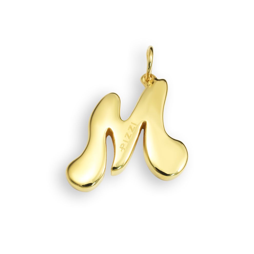 18kt yellow gold chain necklace with initial letter  M