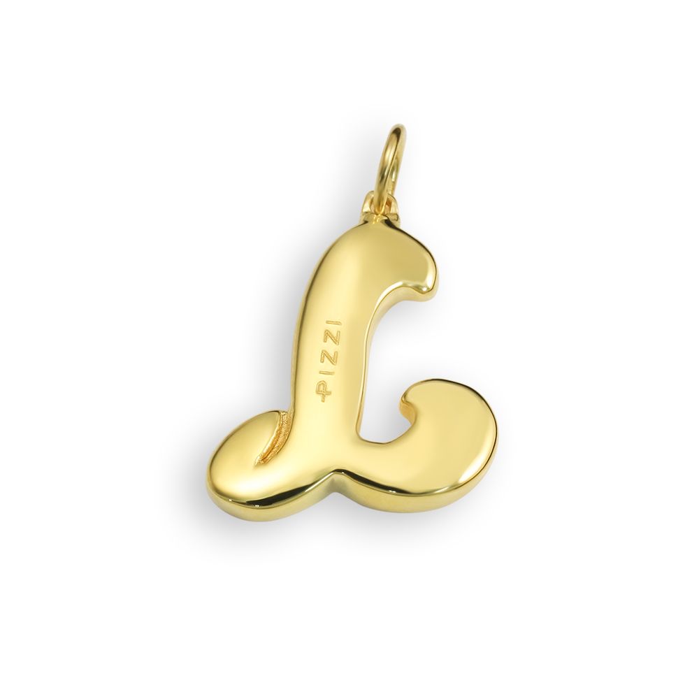 18kt yellow gold chain necklace with initial letter  L