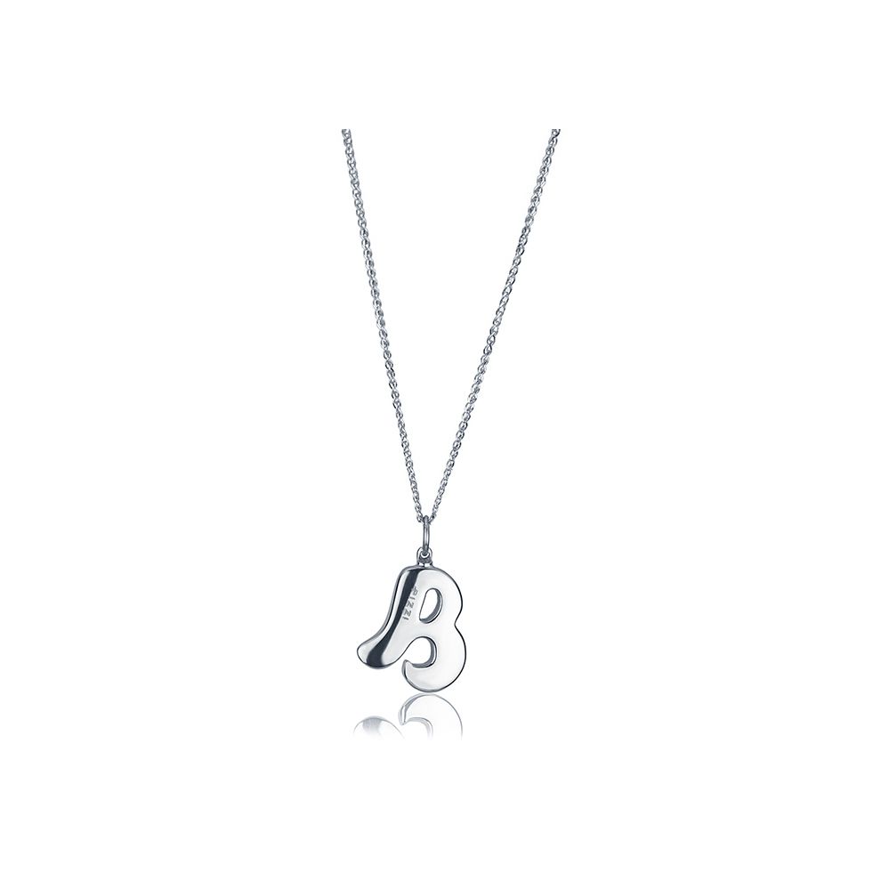 18kt white gold chain necklace with initial letter B