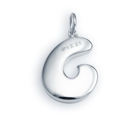 18kt white gold chain necklace with initial letter  C