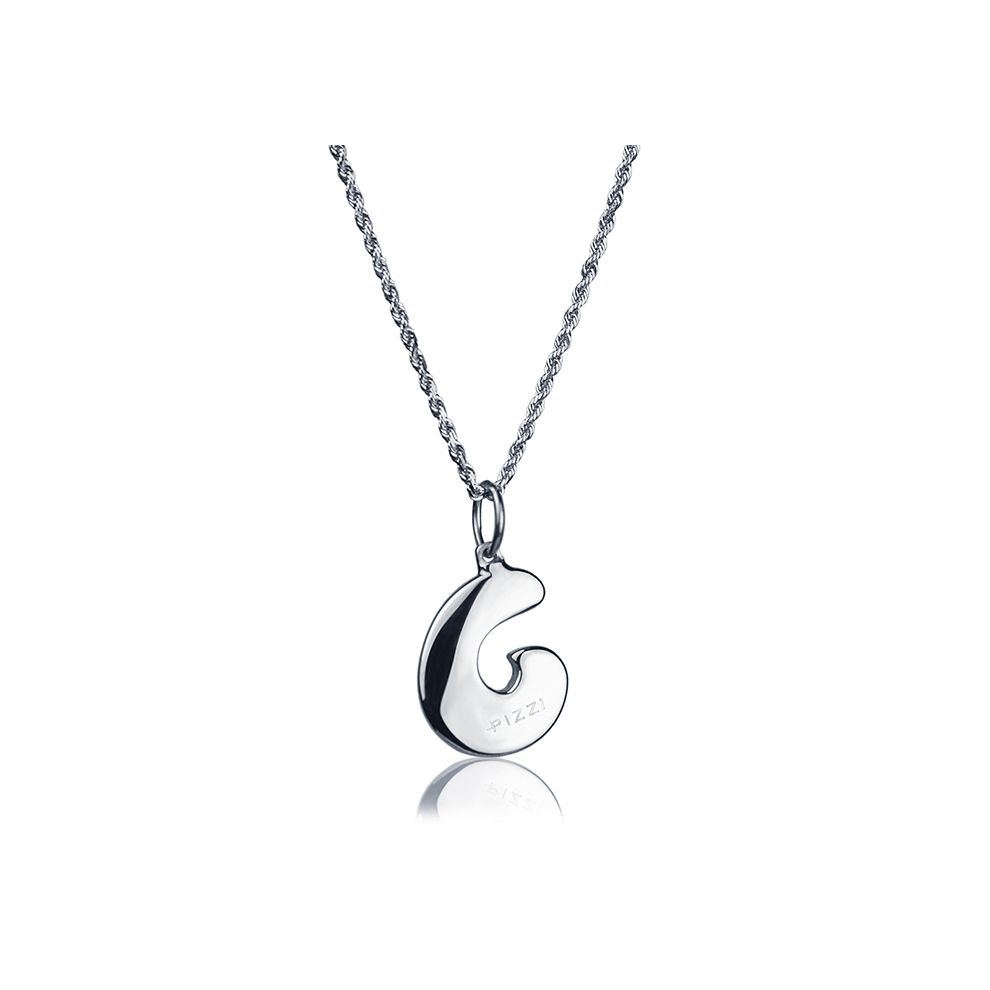 18kt white gold chain necklace with initial letter  C