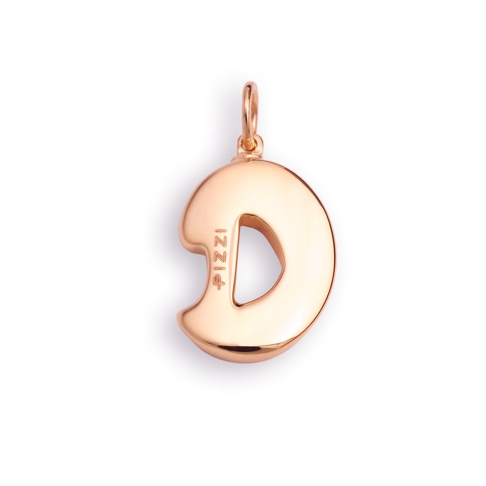 18kt  rose gold chain necklace with initial letter D.