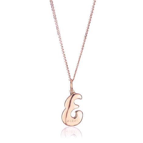18kt  rose gold chain necklace with initial letter  E
