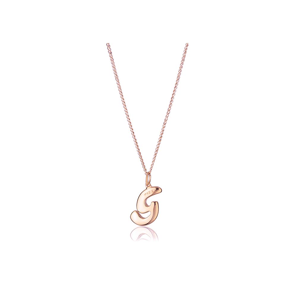 18kt rose gold chain necklace with initial letter  G