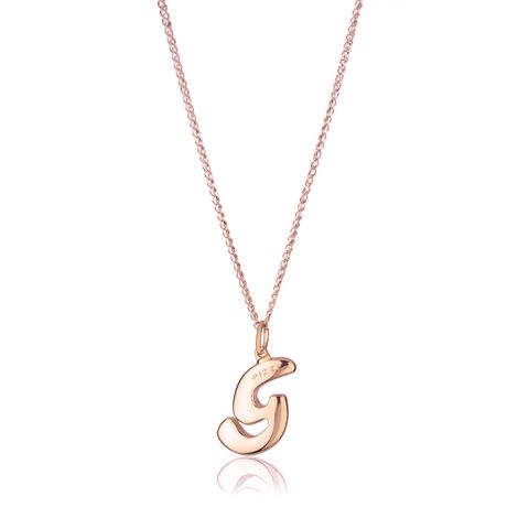 18kt rose gold chain necklace with initial letter  G