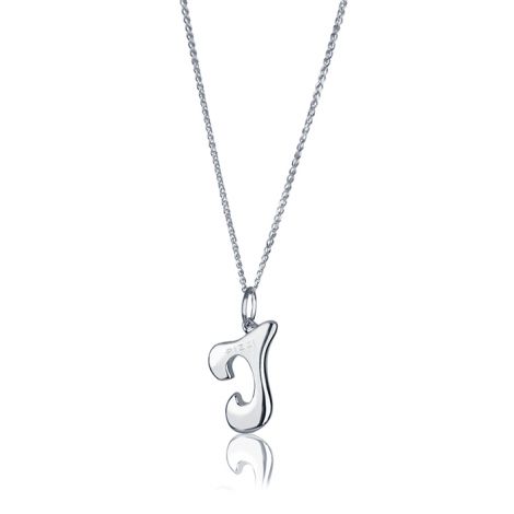 18kt White gold chain necklace with initial letter  I