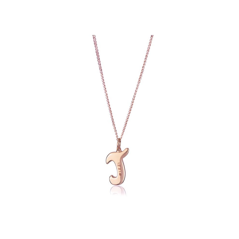 18kt  rose gold chain necklace with initial letter  J