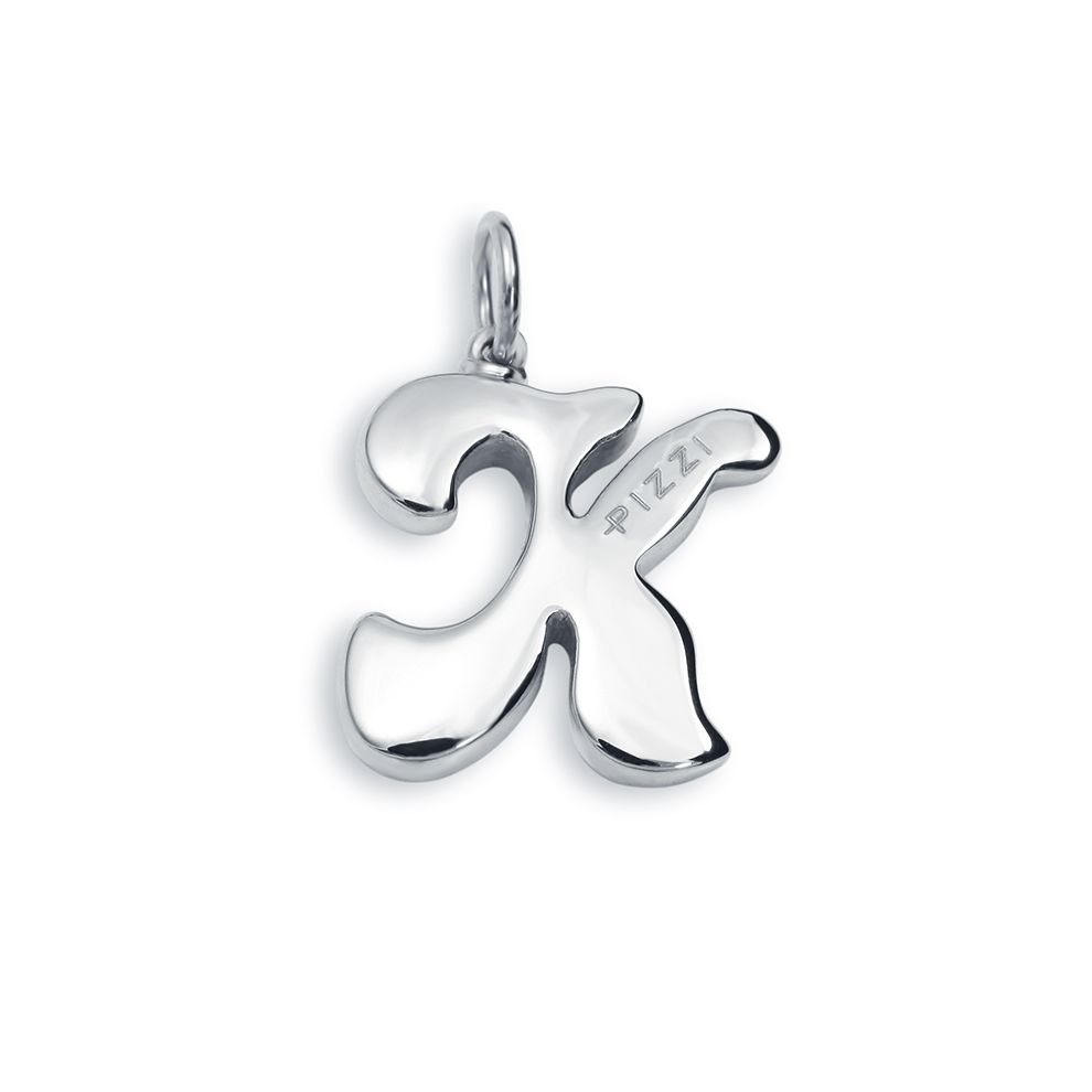 18kt white gold chain necklace with initial letter  K