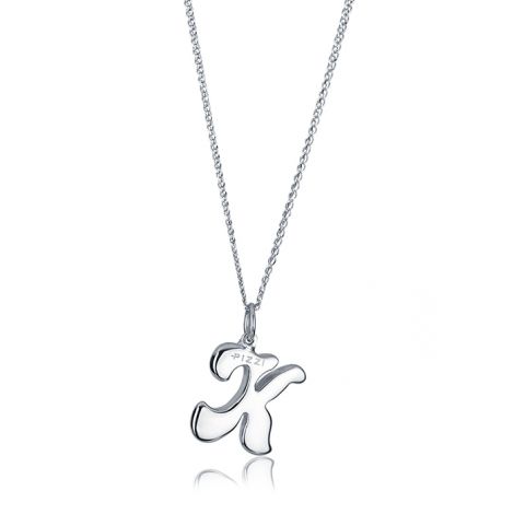 18kt white gold chain necklace with initial letter  K