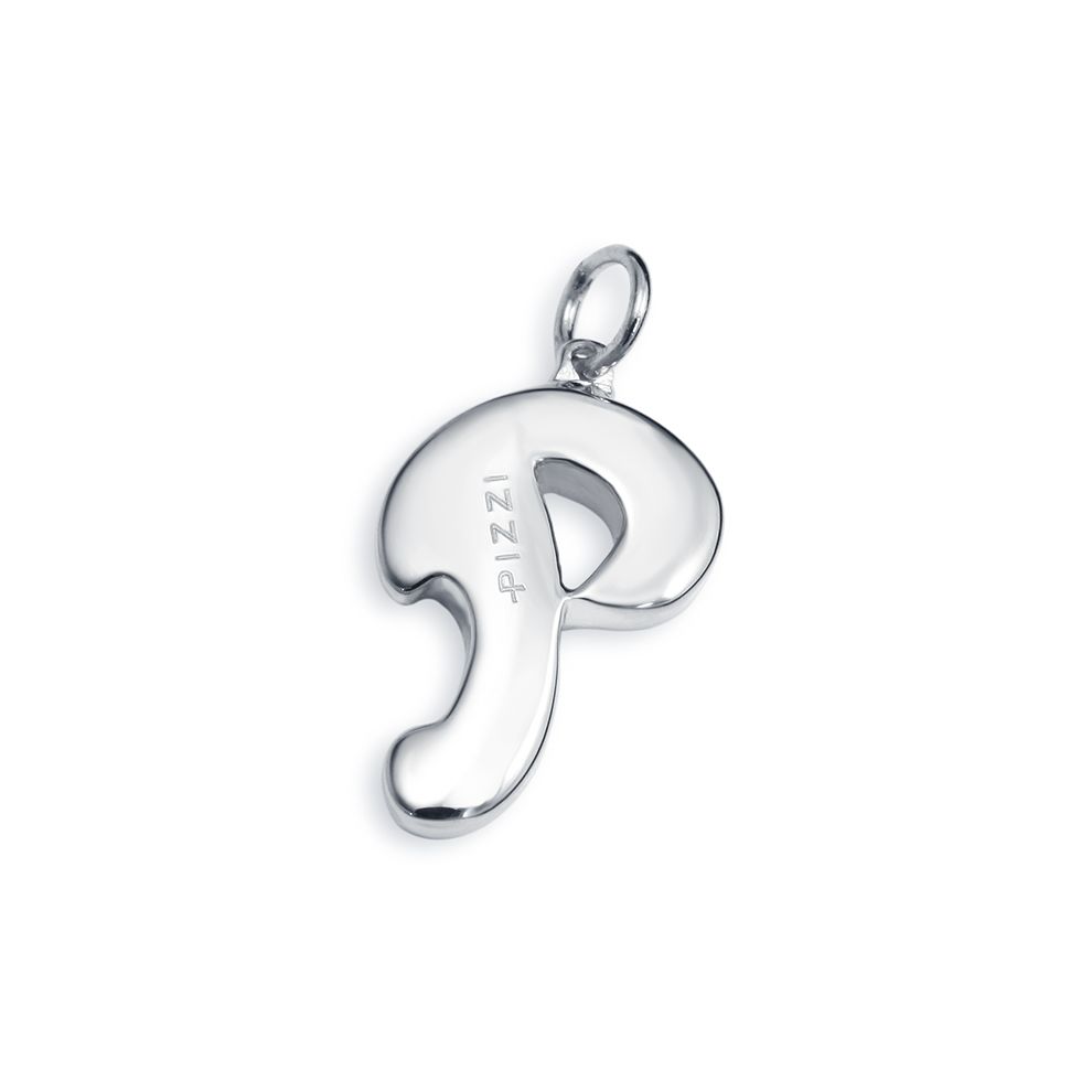 18kt white gold chain necklace with initial letter  P