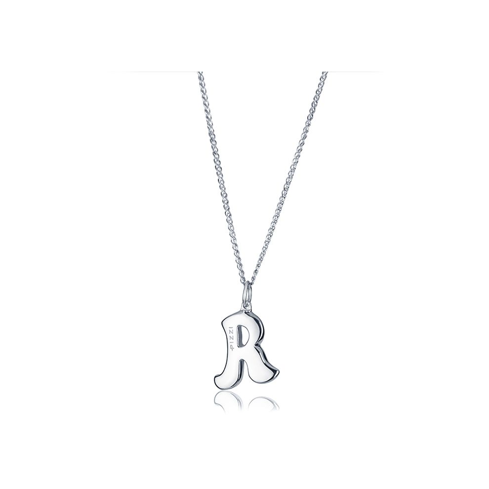 18kt white gold chain necklace with initial letter R