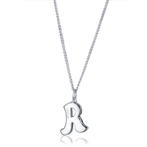18kt white gold chain necklace with initial letter R