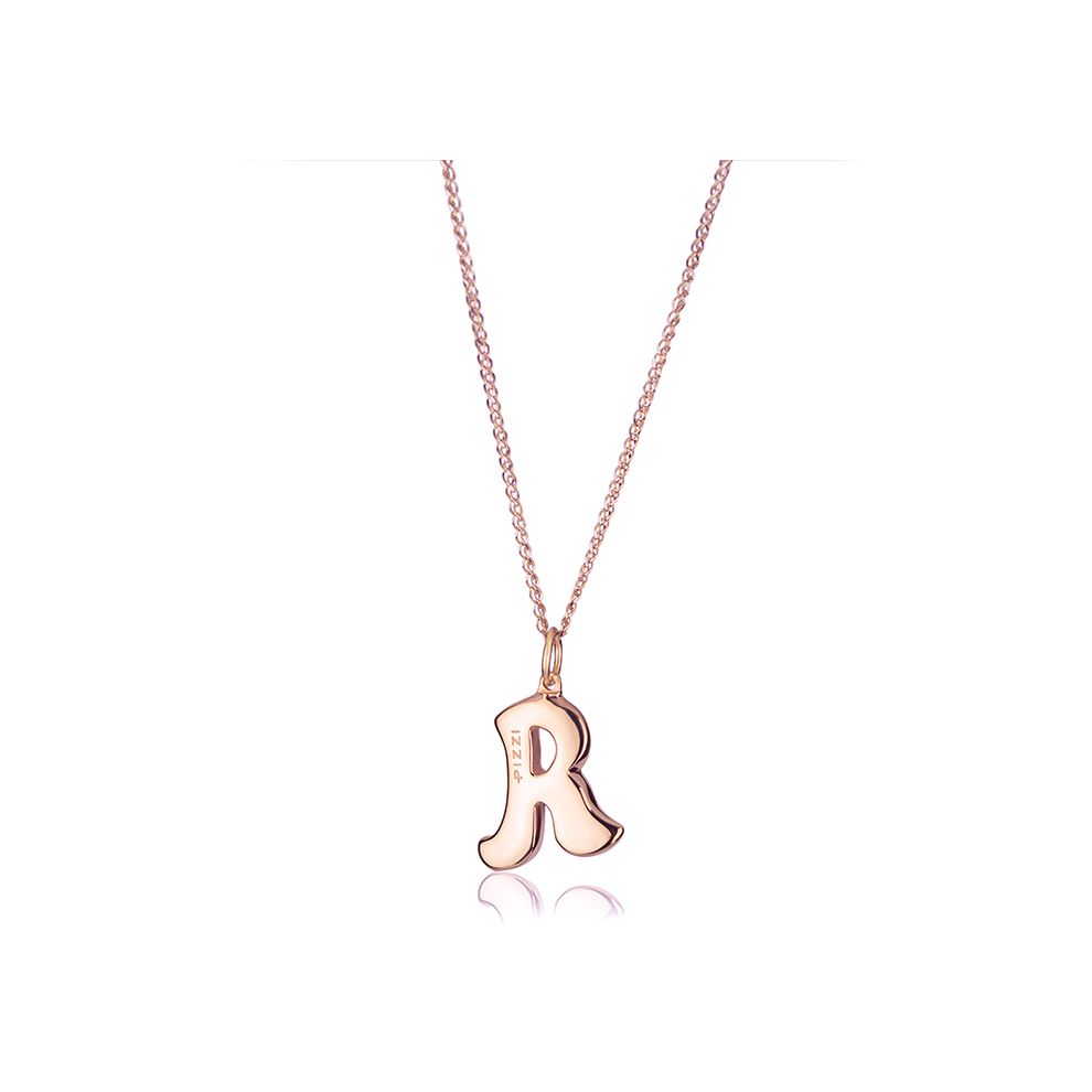 18kt rose gold chain necklace with initial letter R