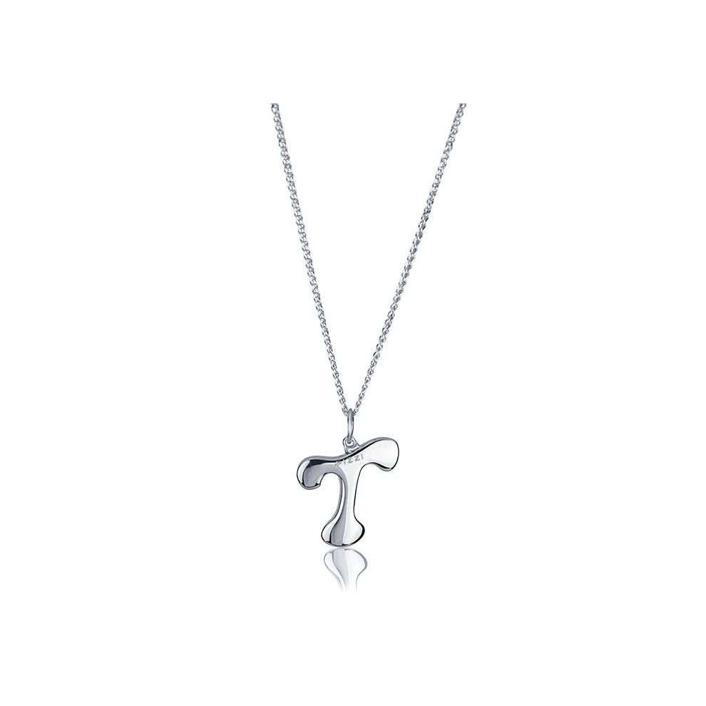 18kt white gold chain necklace with initial letter T
